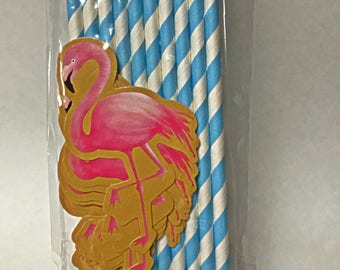 Pink Flamingo Straws - Tropical Party Straws - 10 Pack of Flamingo Straws - OilPatchBurlesque