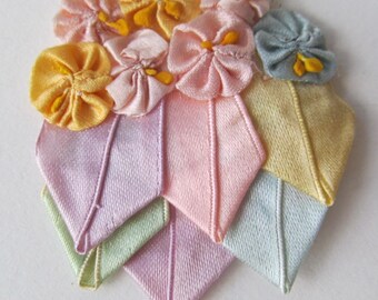 FRENCH Silk Ribbon work appliqué 1920s