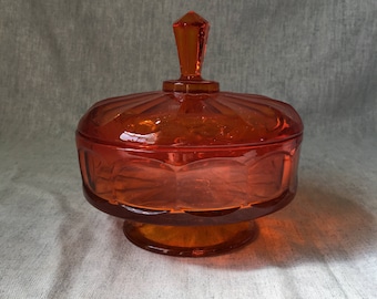 Vintage Viking Epic Persimmon Orange Covered Candy Dish