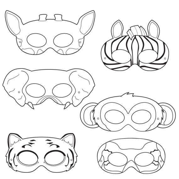 Download Jungle Animals Coloring Masks monkey mask elephant mask