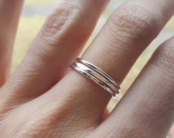 Silver stacking rings set (THREE RINGS); sterling silver rings; stackable rings; boho rings; simple silver rings