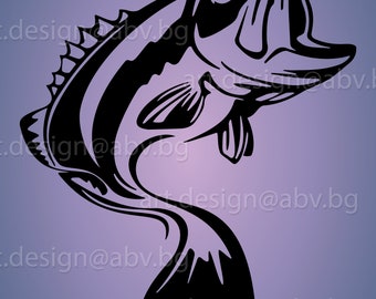 Vector FISH, Largemouth Bass, AI, eps, pdf, PNG, svg, dxf, jpg Image Graphic Digital Download Artwork, graphical, discount coupons