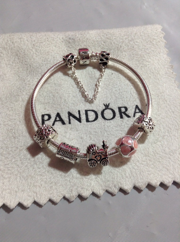 Authentic Pandora charm BRACELET With Threaded Charms It's