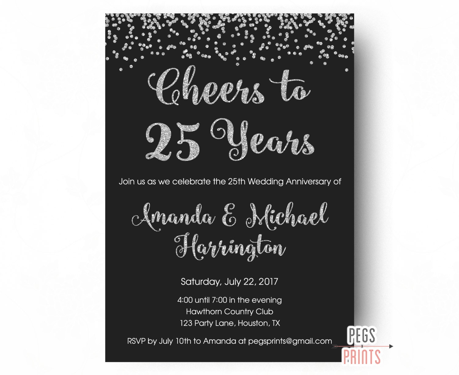 25th Anniversary Invitations PRINTABLE 25th Wedding