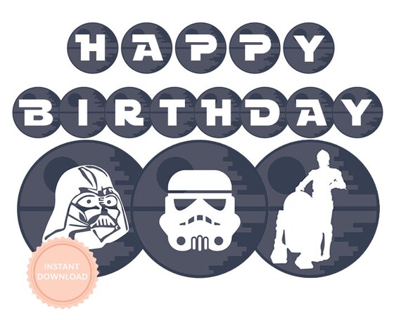 INSTANT DOWNLOAD Star Wars Happy Birthday Banner Star Wars