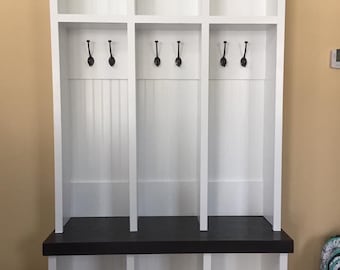 Single hall tree storage bench