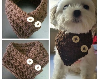 Crocheted Small Dog neck warmer, dog scarf, Puppy scarf fits most S or M dogs