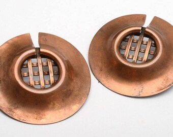 Marjorie Baer Copper Pierced Earrings ~ San Francisco ~ 1991