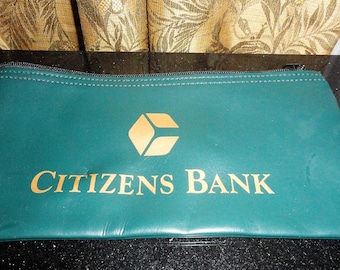 Vintage Citizens Bank A. Rifkins Co. Teal With Gold Colored Ink Money Bank Bag