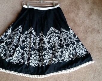 Fun and Flirty Black and White Ann Taylor Loft Skirt