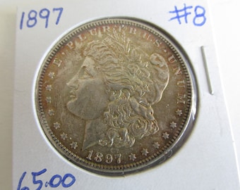 Gift for Grandchild Morgan Dollar 1897 Silver Dollar Antique Coins USA Silver Coin Antique Silver US Currency Rare 1800s Coins Silver Dollar