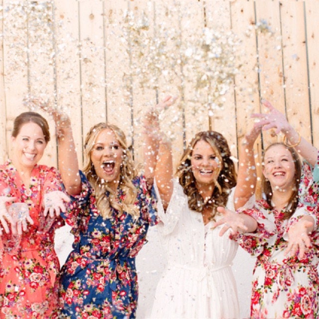 Bridesmaid robes Bridesmaid gift cotton floral robe bridal