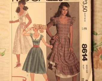 McCall's Sewing Pattern 8614 Miss Size 8 - Brooke Shields Pullover Dress 1983