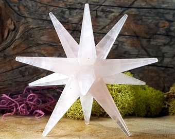 Large Rose Quartz Crystal Merkaba Star - 653