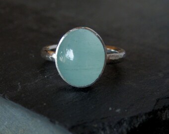 Custom aquamarine ring / March birthstone / satin aquamarine / aquamarine jewelry / blue gemstone jewelry / aquamarine ring / gift for her