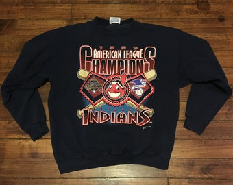 Cleveland Indians crewneck sweatshirt 1995 AL champions MLB baseball sweater blue Medium