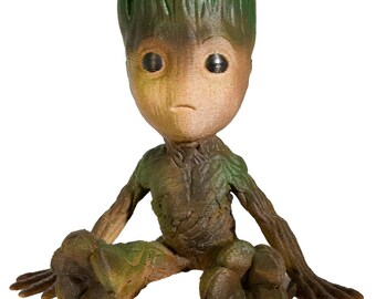 Baby Groot Wood Planter - Succulents, Small Flowers