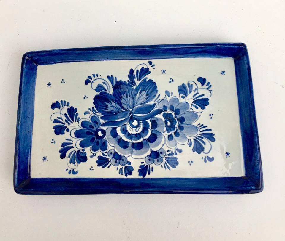 Hand Painted Dishes Israel Blue Signed Hand Painted Dishes Israel Blue Signed