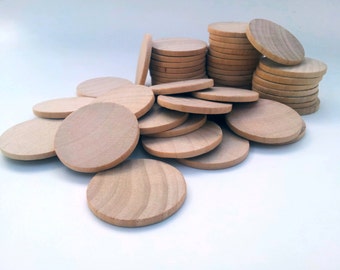 Qty of 50 / 1.5" Wooden Circles Round Discs - 1/8" thick - Wedding Favors DIY Unfinished Ready to Paint