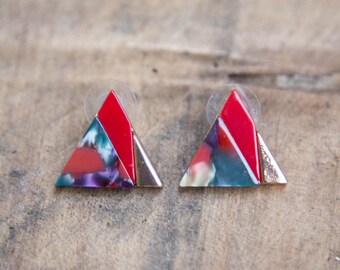VINTAGE 1980's Triangle Funky Earrings