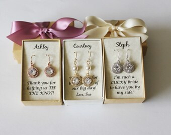 Bridesmaid earrings, Rose gold drop earrings, Cubic Zirconia Bridal earrings, Bridal gold earrings, Bridesmaid gifts, Bridesmaid necklace
