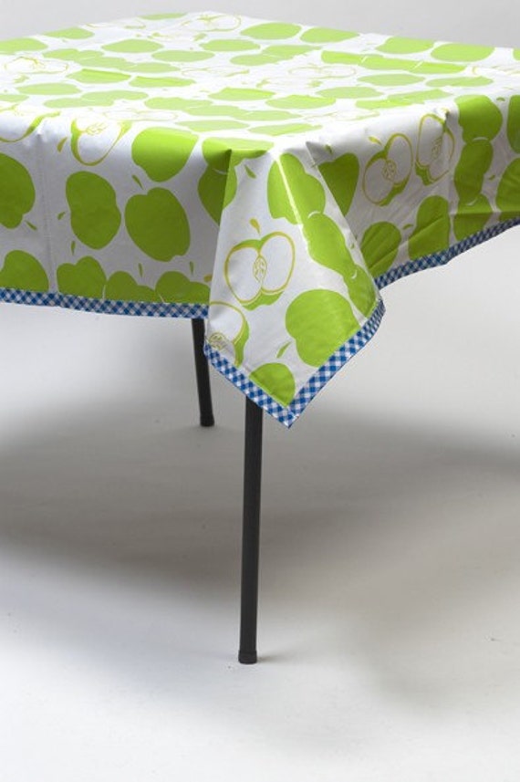 Rectangle Mod Apple Green Oilcloth Tablecloth with Gingham