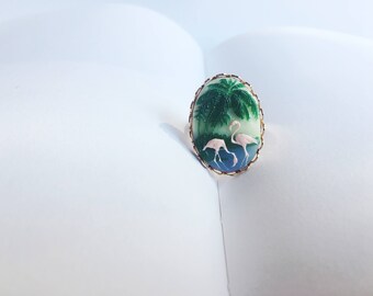 Flamingo Tiki Cameo Ring