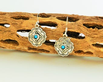 Southwest silver plated antiqued earrings