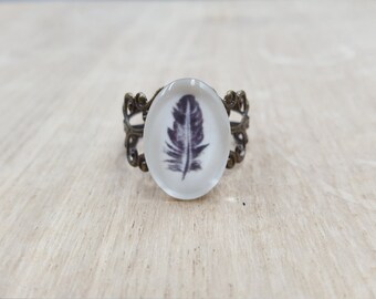 Feather Filigree Brass Ring
