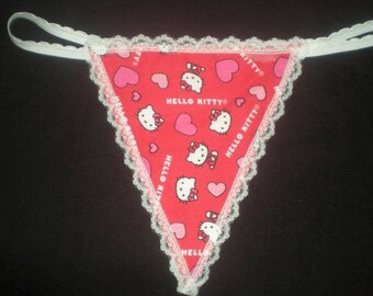 New Womens Red HELLO KITTY Cat Kitten Gstring Thong Lingerie Panty Underwear