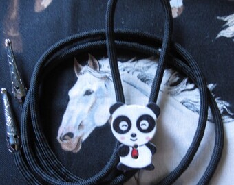 BOLO TIE ~ Kids Bolo Tie ~ Custom Size Bolo Ties ~ Bolo Ties for Children ~ Panda Bear Bolo Tie ~ Panda Bolo Tie ~ Hand Crafted Bolo ~ Cute