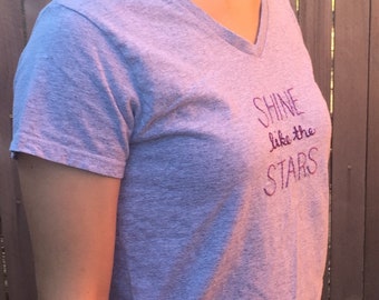 Hand-Embroidered T-shirt. Shine like the Stars.