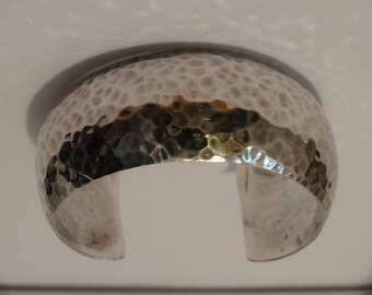 Sterling Silver Hand Hammered Cuff Bracelet.
