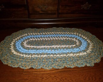 Oval Crocheted Fabric Rag Rug