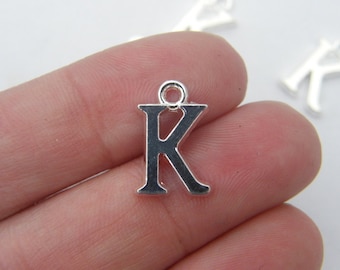 8 Letter K alphabet charms silver plated