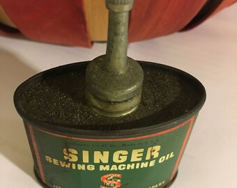 Singer Sewing Machine Oil Tin, Household Lubricant, Mid Century Collectible Tin