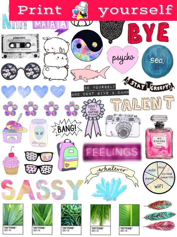 set 3 mockup printable tumblr stickers stickers set of