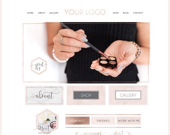 Rose gold marble Squarespace Template, Logo Design, Logo & Branding Kit Blog Kit Website Design, Website Design, Wordpress, Blogger Template