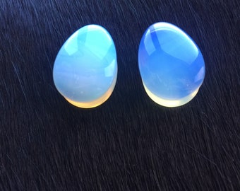 Opalite Teardrop Stone Double Flare Saddle Gauges Plugs Tunnels 5/8th 16mm