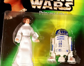 Star Wars R2D2 & PRINCESS LEIA Action Figures, Vintage Star Wars Toys, Carrie Fisher, The Force Awakens, 90s Toy, NIB Kenner Star Wars Toy
