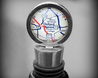 Miami University Ohio Map Wine Stopper - Vintage Oxford Map Bottle Stopper - Great Alumni Gift
