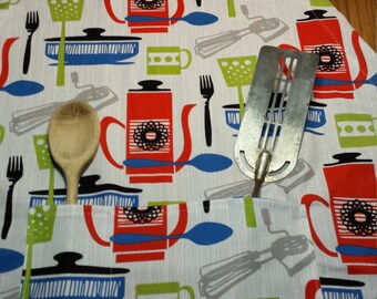 apron using mid century mod fabric