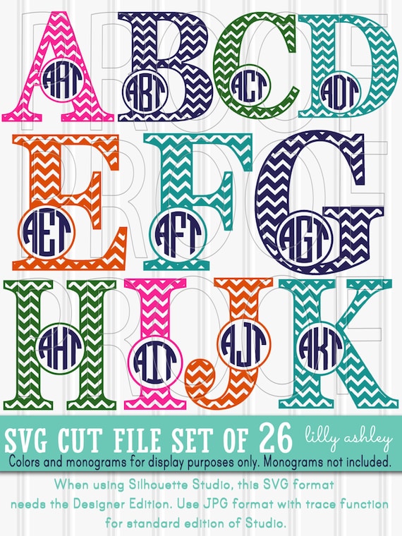 Download Monogram SVG set of Chevron Letters-Includes A through Z SVG