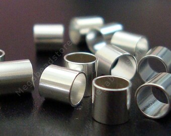 50 pcs 4mm Crimp Tubes 925 Sterling Silver Crimp Beads 4 x 4 mm F32
