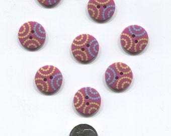 Set of 8 Dark Purple Plastic Buttons with dotted design-Item# 62