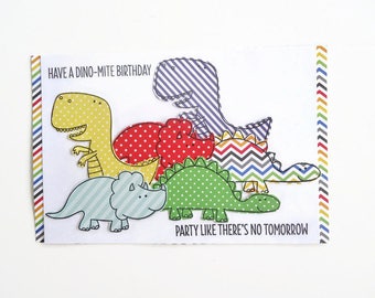 Kid's Birthday card - Dinosaurs - Have a Dino-mite Birthday - Party like there's no tomorrow - Great for Boys or girls - handmade - Birthday