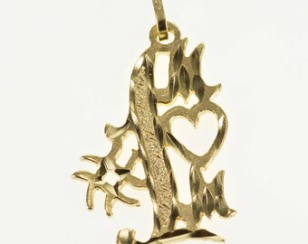 14k #1 Number One Mom Mother Word Pendant Gold