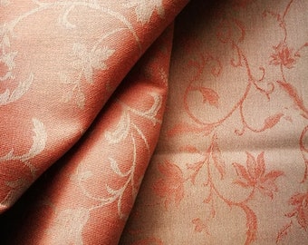 Georgeous linen cotton botanical Jacquard / Natural fabric / Damask