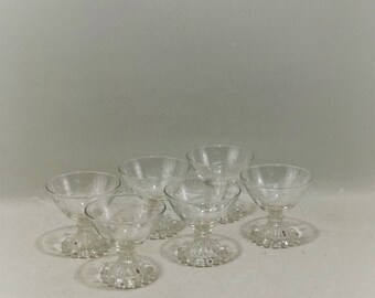 Vintage Small Etched Grapevine Champagne Coupe, Dessert Glasses, Anchor Hocking Boopie Glasses, Set of 6