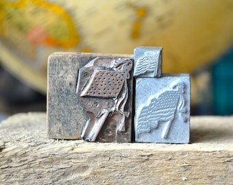 Set of Three American Flag Letterpress Printer's Blocks / Letterpress Stamp / Gift for Patriots / 4th of July / Patriotic Gift